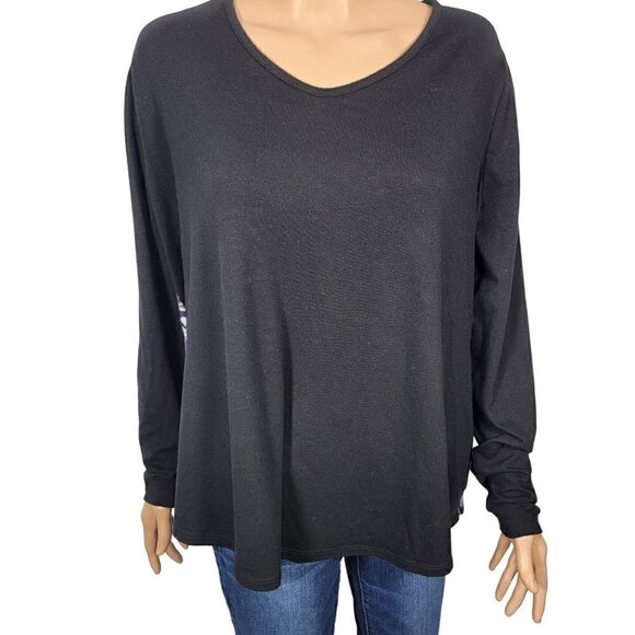 Lane Bryant Women's Black Long Sleeve Floral Purple/Grey Pattern Back Size 18/20 - Picture 2 of 9